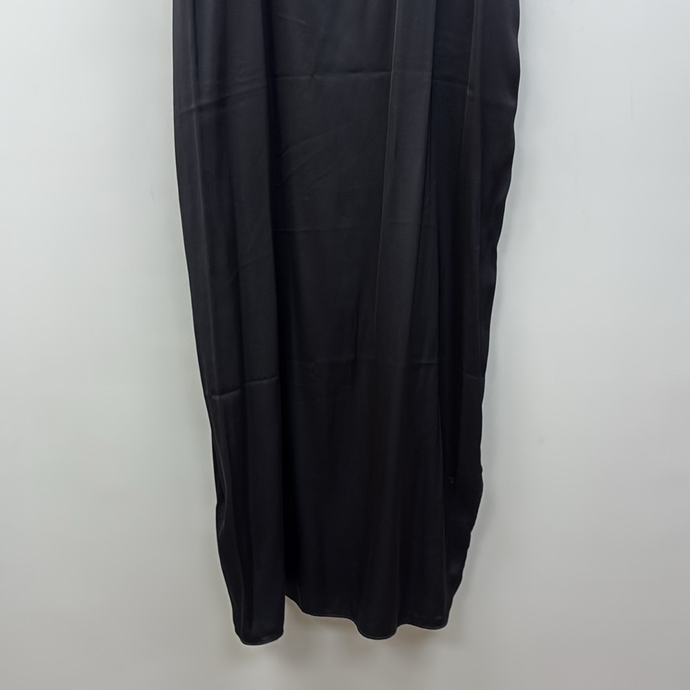 Abercrombie & Fitch Satin Sleeveless Scoopneck Slit Midi Slip Dress Black Large - Picture 6 of 12